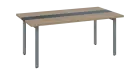 DOUBLE 180 pracovní stůl, kovová podnož stříbrná, deska 36 mm, široký 1800 mm, dub bardolino, vložen